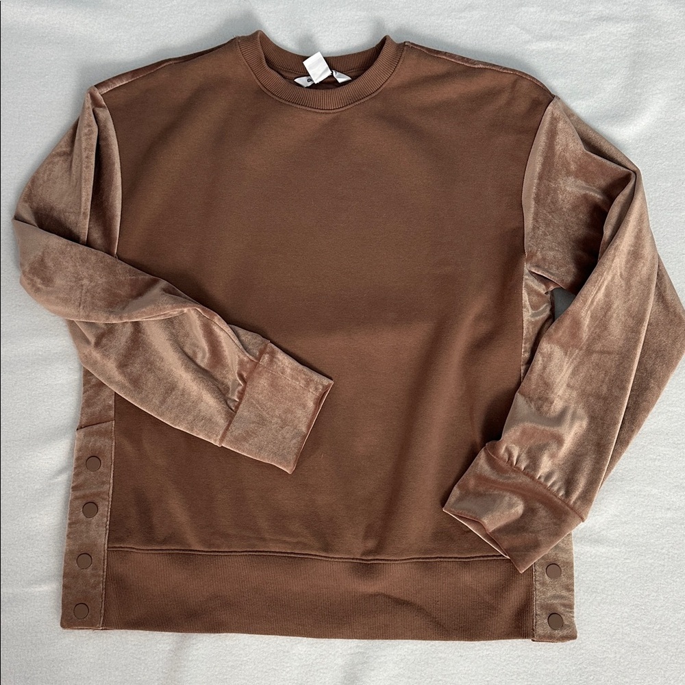Athleta Mixed Media Velour Sweatshirt